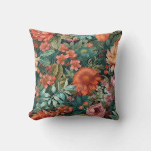 Coussin rose floral tropical sombre vibrant intérieur