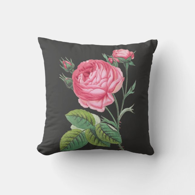 Coussin Rose florale rose (Recto)