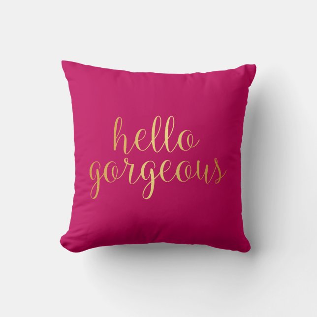 Coussin - rose foncé magnifique d'or bonjour (Recto)