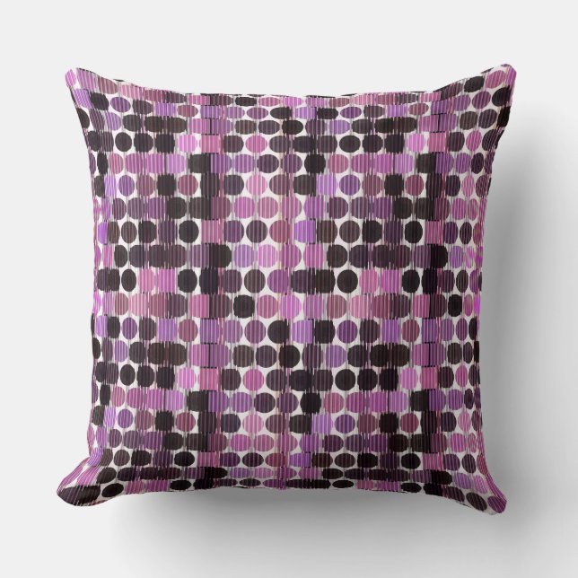 Coussin Rose géométrique rose, mauve et noir (Recto)