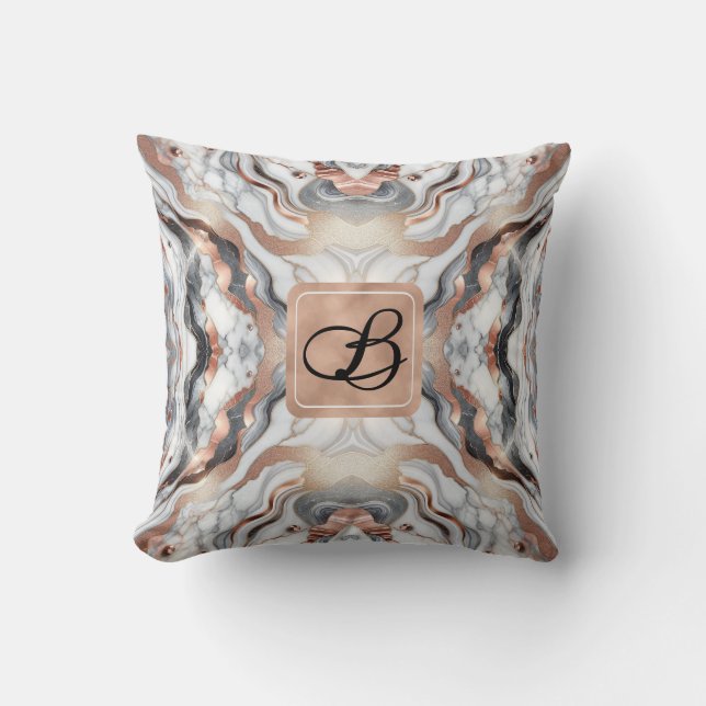 Coussin Rose Gold Argent & Marbre Blanc Féminin  (Recto)