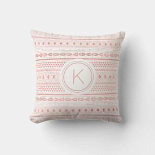 Coussin Rose Gold Aztec Tribal Motif Monogramme