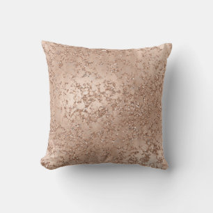 Coussin Rose Gold Blush Pink Glam Sparkle Crackle Chic