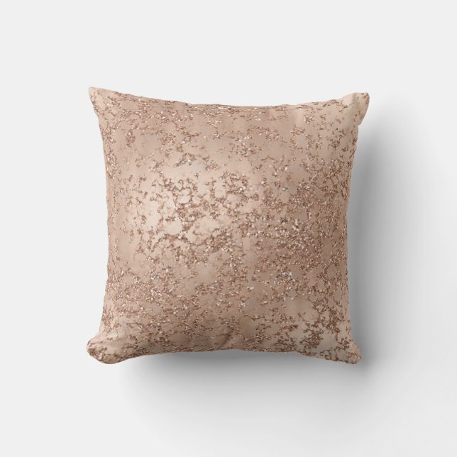 Coussin Rose Gold Blush Pink Glam Sparkle Crackle Chic (Recto)