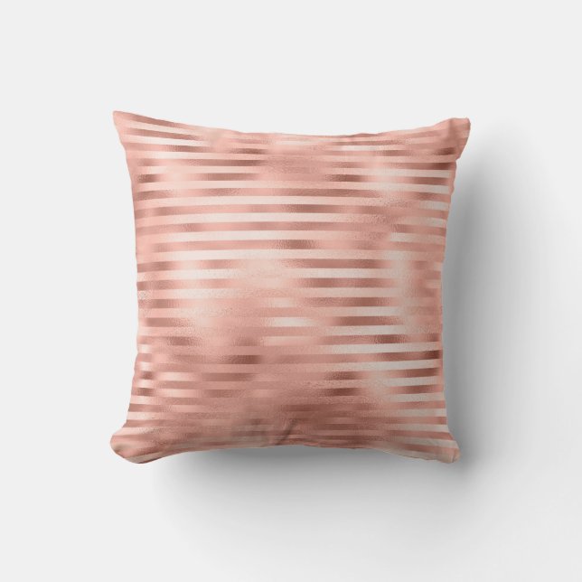 Coussin Rose Gold Blush Sparkly Stripes Lines (Recto)