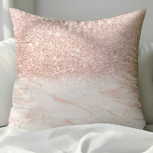 Coussin Rose Gold Élégant Blush Rose Marbre