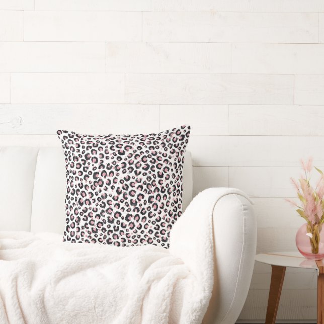 Coussin Rose Gold Élégant Motif Léopard Noir (Canapé)