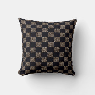 Coussin Rose Gold et noir Checkerboard points motif