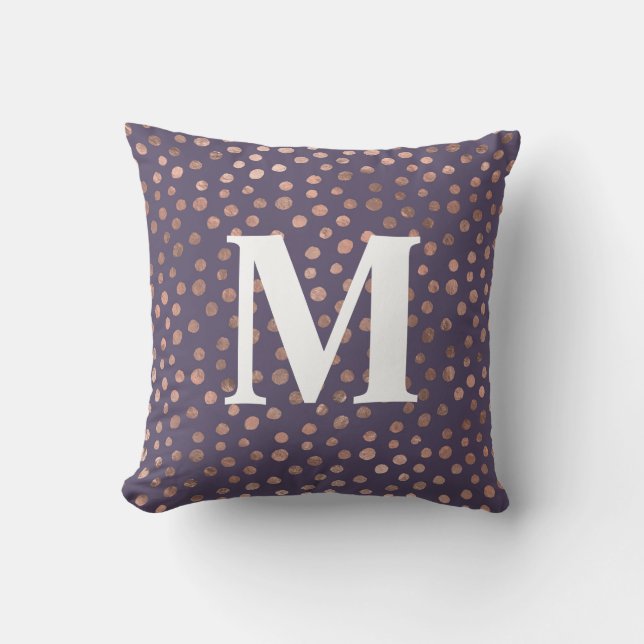 Coussin Rose Gold Glamour et points d'art en lavande (Recto)