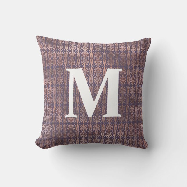 Coussin Rose Gold Glamouruseuse et Lavande Art Déco (Recto)