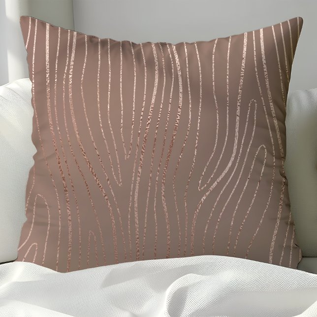 Coussin Rose Gold Grain de Bois Abstrait Luxe Glam (Créateur téléchargé)