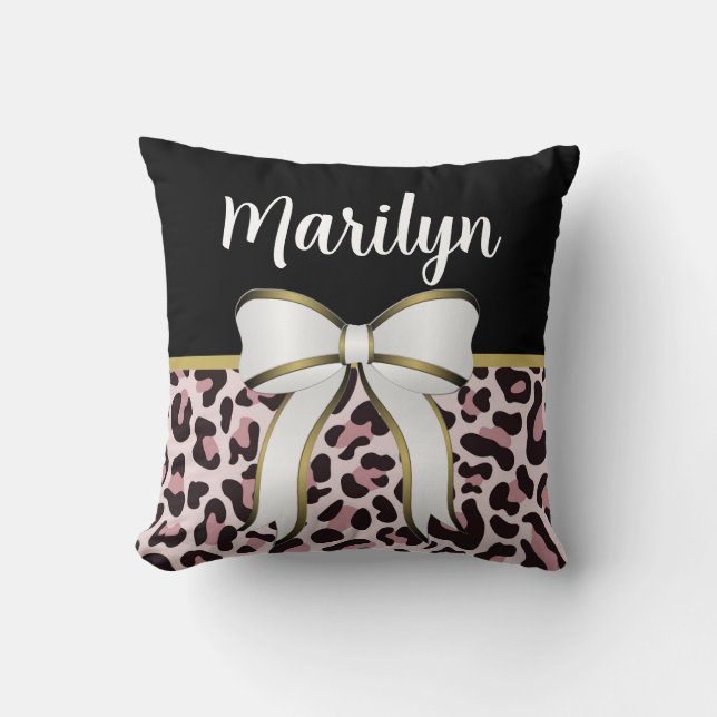 Coussin Rose Gold Imprimé Léopard Rose Féminin Nom Arc Fém (Recto)