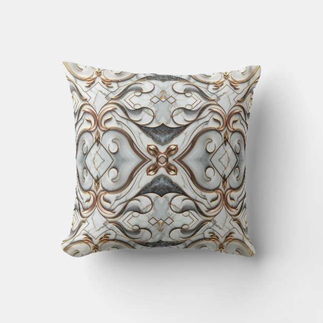 Coussin Rose Gold Marbre Blanc Luxueux Glamour (Recto)