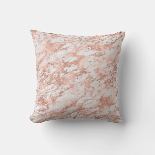 Coussin Rose Gold Marbre métallique Pierre Rocher Granite (Recto)