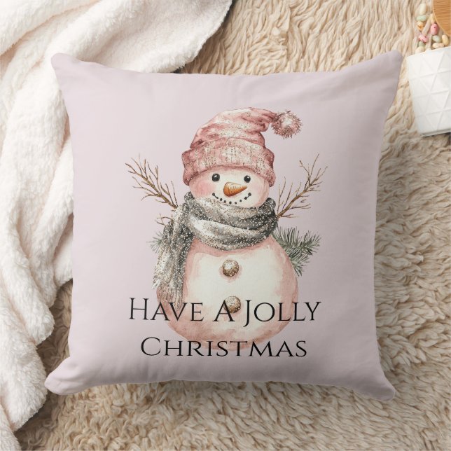 Coussin Rose Gold Noël Arbre Sucres de canne Snowman (Couverture)