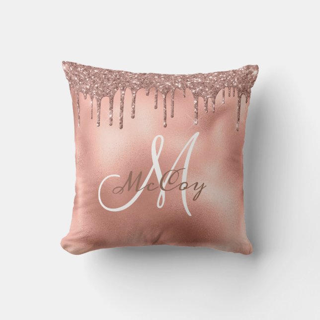 Coussin Rose Gold Parties scintillant Drives Monogram Nom  (Recto)