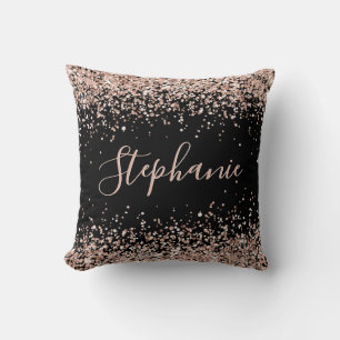 Coussin Rose Gold Parties scintillant Noir Nom personnalis