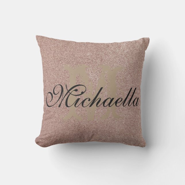 Coussin Rose Gold Parties scintillant Nom monographique Pe (Recto)