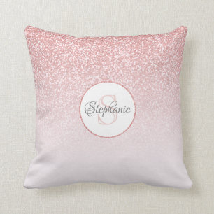 Coussin Rose Gold Parties scintillant Ombre Monogrammed