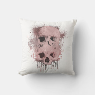 Coussin Rose Gold Rose Crâne Encre Éclaboussure Graphique