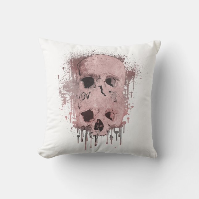 Coussin Rose Gold Rose Crâne Encre Éclaboussure Graphique (Recto)