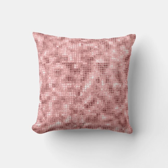 Coussin Rose Gold Rose Pailletée Luxe Féminin (Recto)