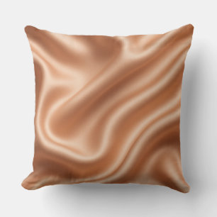 Coussin Rose Gold Satin Soie Motif Abstrait Luxe