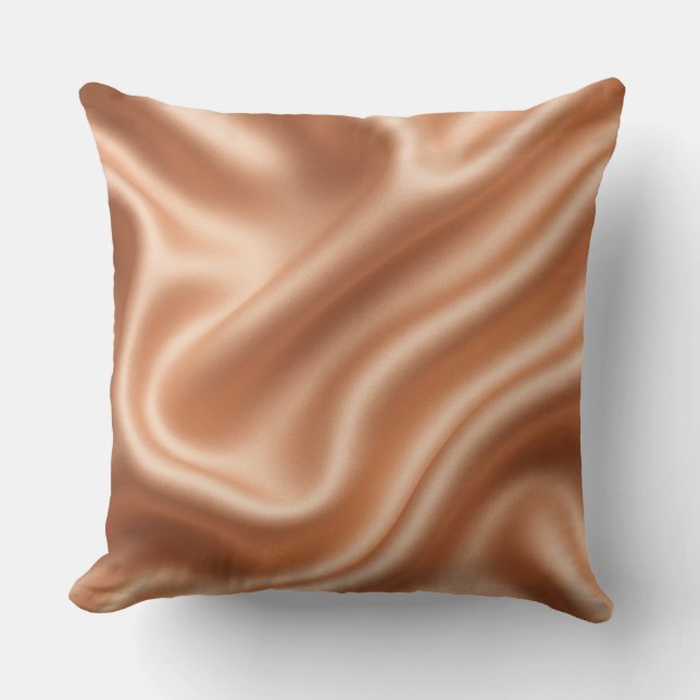 Coussin Rose Gold Satin Soie Motif Abstrait Luxe (Recto)