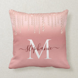 Coussin Rose Gold Sparkle Diamond Script