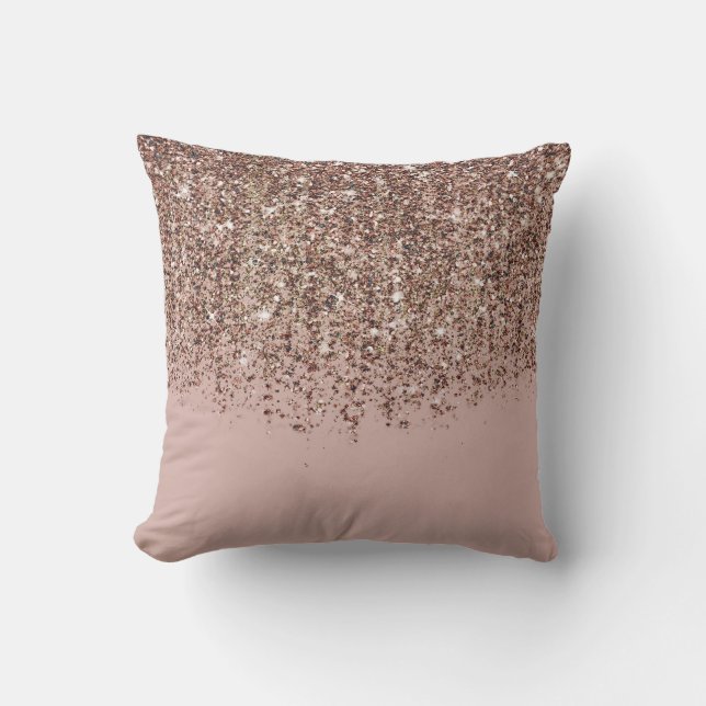 Coussin Rose Gold Taupe Blush Bronze Pailleté Cascade (Recto)