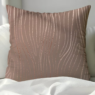 Coussin Rose Gold Wood Grain Abstrait Luxe Glam