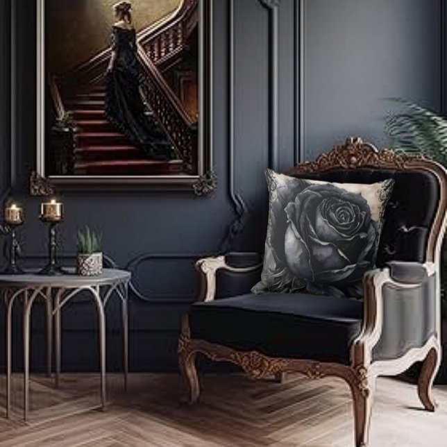 Coussin Rose gothique noire (Créateur téléchargé)