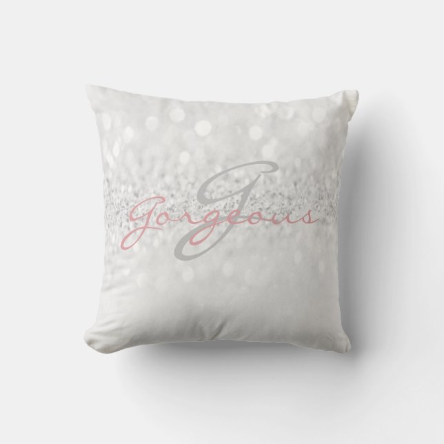 Coussin Rose Grey Girl Parties scintillant argent Monogram (Recto)