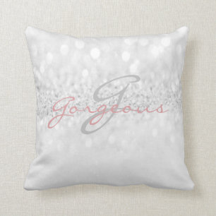 Coussin Rose Grey Girl Parties scintillant argent Monogram