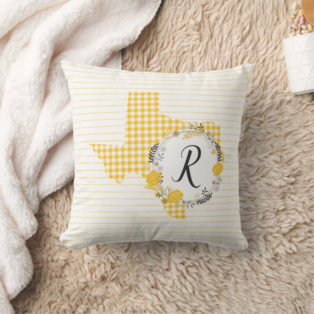Coussin Rose jaune du Texas - En vichy Monogramme (Couverture)