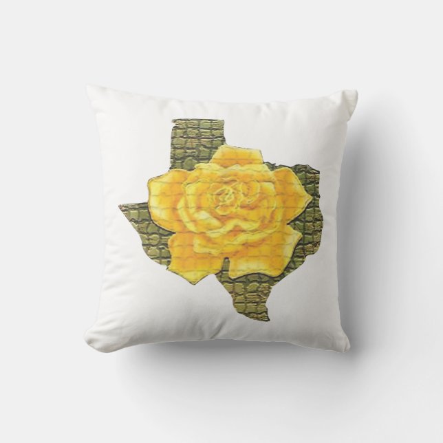 Coussin Rose Jaune Du Texas Motif Flower (Recto)