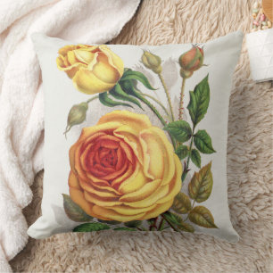 Coussin Rose jaune et orange de coucher de soleil vintage,