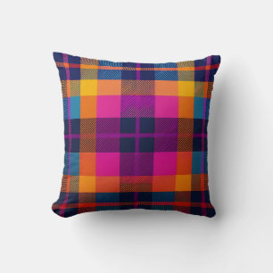 Coussin Rose Jaune Orange Bleu Coloré Joli Plaid