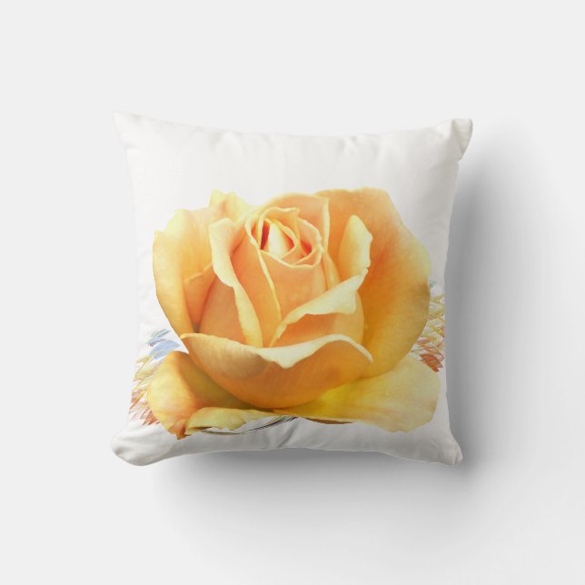Coussin Rose jaune sur fond blanc (Recto)