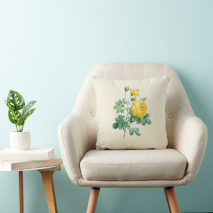 Coussin Rose jaune vintage