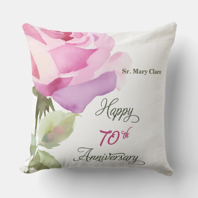 Coussin Rose Jubilé du 70ème Anniversaire Nun Custom Name (Recto)