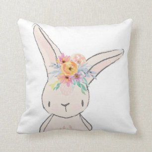 Coussin rose lunatique de crèche de bébé de lapin