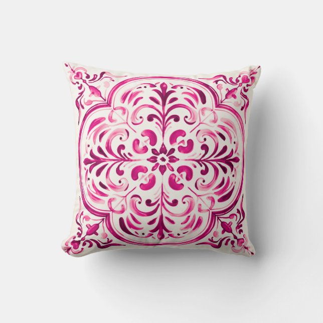 Coussin Rose Majolica (Recto)