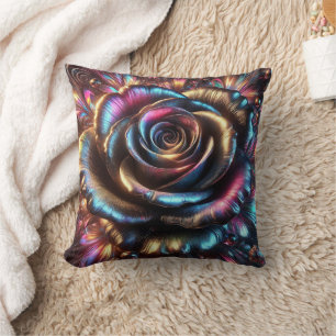 Coussin Rose métallique multicolore avec Flouris Vibrants
