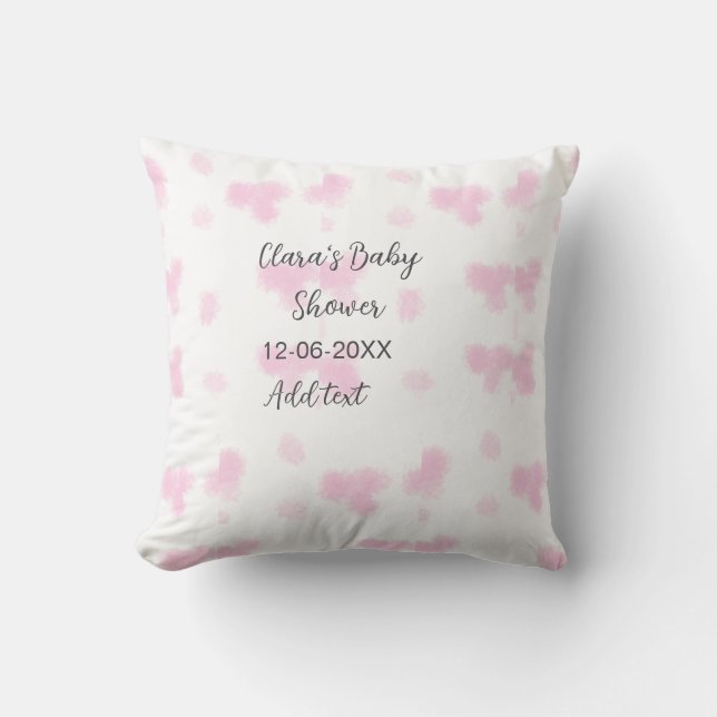 Coussin Rose mignon baby shower aquarelle moderne dat (Recto)
