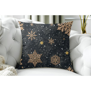 Coussin Rose moderne Elégant Parties scintillant or Snowfl