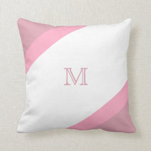 Coussin Rose monogramme moderne rayé
