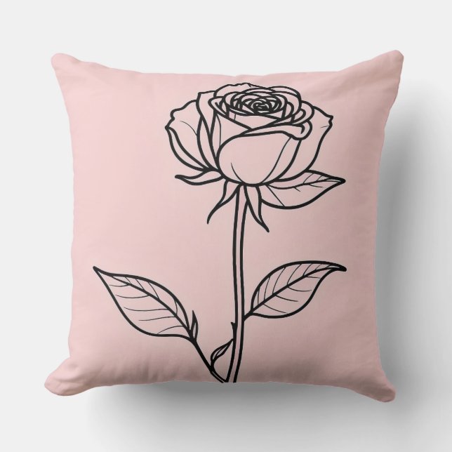 Coussin Rose noir unique (Recto)