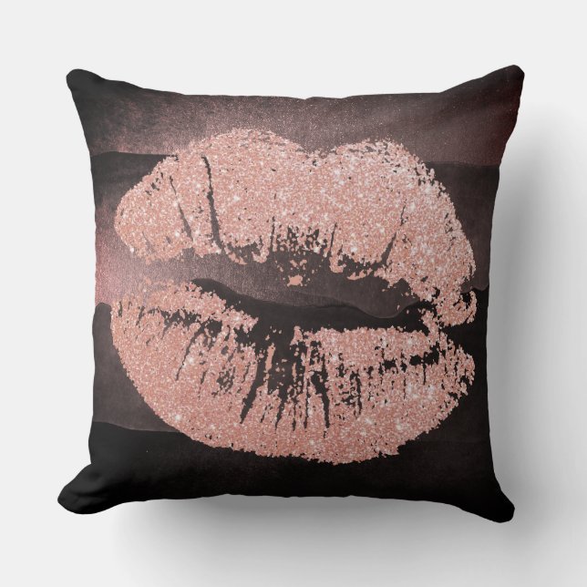 Coussin Rose noire lèvres Parties scintillant Blush Sparki (Recto)