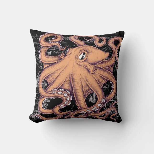 Coussin Rose octopique orange (Recto)